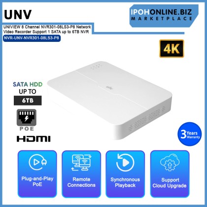 UNV UNIVIEW 8 Channel NVR301-08LS3-P8 Network Video Recorder Support 1 SATA up to 6TB NVR UNV UNIVIEW 8 Channel NVR301-08LS3-P8 Network Video Recorder Support 1 SATA up to 6TB NVR