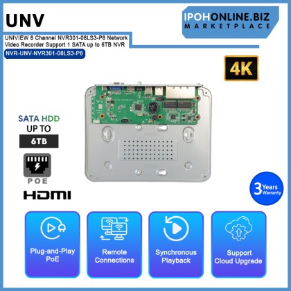 UNV UNIVIEW 8 Channel NVR301-08LS3-P8 Network Video Recorder Support 1 SATA up to 6TB NVR UNV UNIVIEW 8 Channel NVR301-08LS3-P8 Network Video Recorder Support 1 SATA up to 6TB NVR