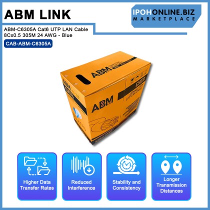 ABM Link ABM-C6305A Cat6 UTP LAN Cable 8Cx0.5 305M 24 AWG - Blue ABM Link ABM-C6305A Cat6 UTP LAN Cable 8Cx0.5 305M 24 AWG - Blue