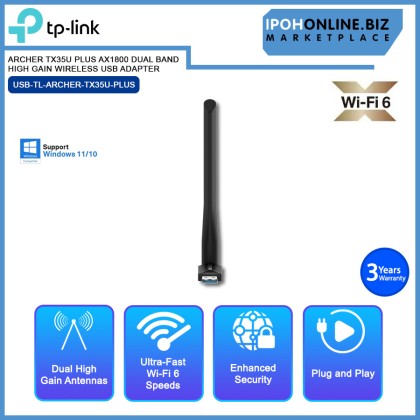 TP-LINK ARCHER TX35U PLUS AX1800 DUAL BAND HIGH GAIN WIRELESS USB ADAPTER TP-LINK ARCHER TX35U PLUS AX1800 DUAL BAND HIGH GAIN WIRELESS USB ADAPTER