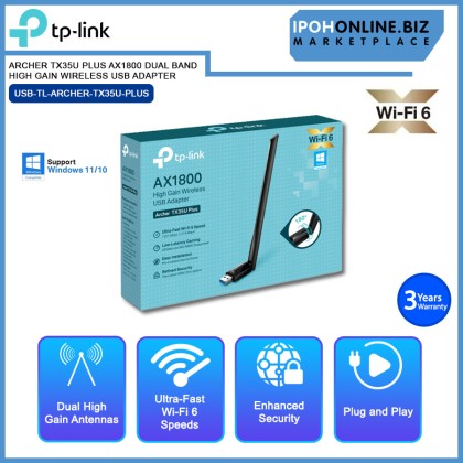 TP-LINK ARCHER TX35U PLUS AX1800 DUAL BAND HIGH GAIN WIRELESS USB ADAPTER TP-LINK ARCHER TX35U PLUS AX1800 DUAL BAND HIGH GAIN WIRELESS USB ADAPTER