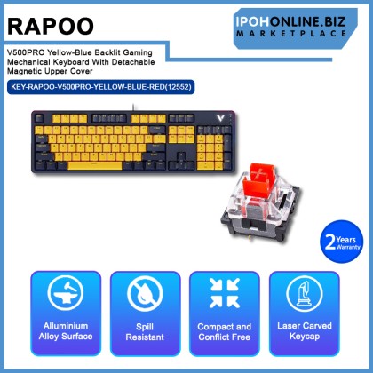 Rapoo V500PRO Yellow-Blue Backlit Gaming Mechanical Keyboard With Detachable Magnetic Upper Cover Rapoo V500PRO Yellow-Blue Backlit Gaming Mechanical Keyboard With Detachable Magnetic Upper Cover