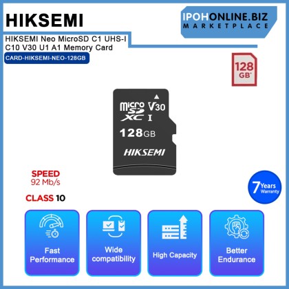 HIKSEMI Neo 128GB MicroSD C1 UHS-I C10 V30 U1 A1 Memory Card