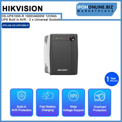 HIKVISION DS-UPS1000-R 1000VA/600W 12V/9Ah UPS Built in AVR - 2 x Universal Sockets HIKVISION DS-UPS1000-R 1000VA/600W 12V/9Ah UPS Built in AVR - 2 x Universal Sockets