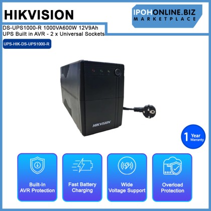 HIKVISION DS-UPS1000-R 1000VA/600W 12V/9Ah UPS Built in AVR - 2 x Universal Sockets HIKVISION DS-UPS1000-R 1000VA/600W 12V/9Ah UPS Built in AVR - 2 x Universal Sockets