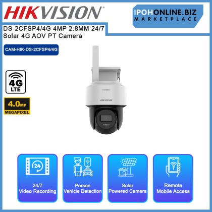 HIKVISION DS-2CFSP4/4G 4MP 2.8MM 24/7 Solar 4G AOV PT Camera HIKVISION DS-2CFSP4/4G 4MP 2.8MM 24/7 Solar 4G AOV PT Camera