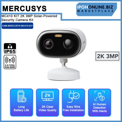 MERCUSYS MC410 KIT 2K 3MP Solar-Powered Security Camera Kit MERCUSYS MC410 KIT 2K 3MP Solar-Powered Security Camera Kit