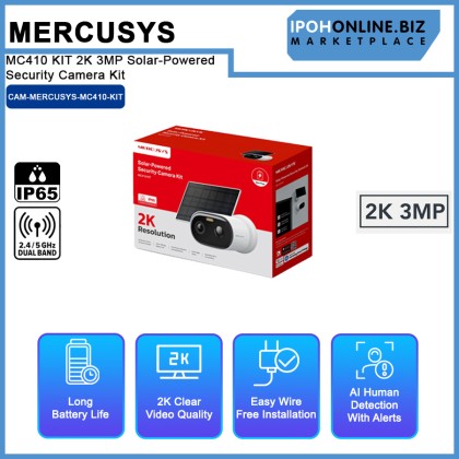 MERCUSYS MC410 KIT 2K 3MP Solar-Powered Security Camera Kit MERCUSYS MC410 KIT 2K 3MP Solar-Powered Security Camera Kit