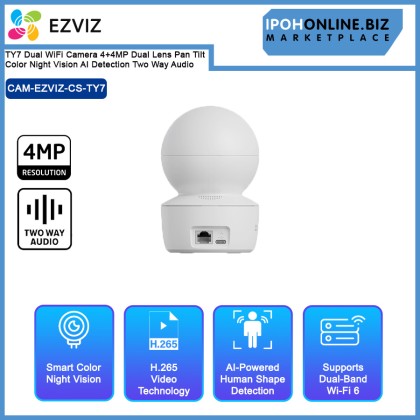 Ezviz TY7 Dual WiFi Camera 4+4MP Dual Lens Pan Tilt Color Night Vision AI Detection Two Way Audio Ezviz TY7 Dual WiFi Camera 4+4MP Dual Lens Pan Tilt Color Night Vision AI Detection Two Way Audio