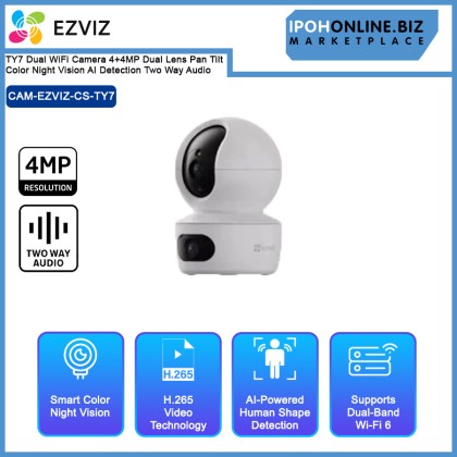 Ezviz TY7 Dual WiFi Camera 4+4MP Dual Lens Pan Tilt Color Night Vision AI Detection Two Way Audio Ezviz TY7 Dual WiFi Camera 4+4MP Dual Lens Pan Tilt Color Night Vision AI Detection Two Way Audio
