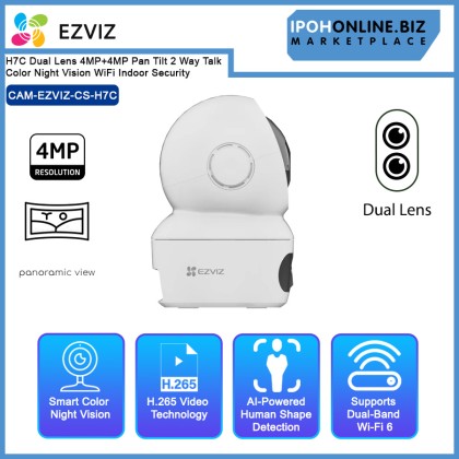Ezviz H7C Dual Lens 4MP+4MP Pan/Tilt 2 Way Talk Color Night Vision WiFi Indoor Security CCTV Camera Ezviz H7C Dual Lens 4MP+4MP Pan/Tilt 2 Way Talk Color Night Vision WiFi Indoor Security CCTV Camera