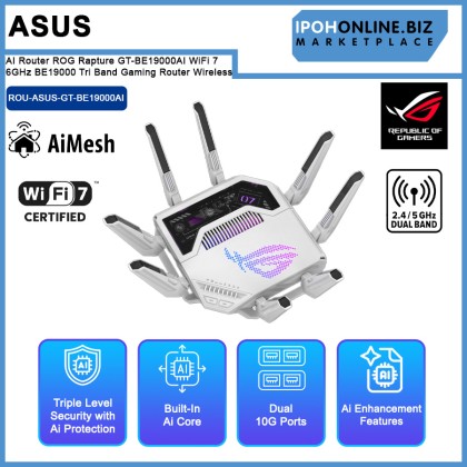 ASUS AI Router ROG Rapture GT-BE19000AI WiFi 7 6GHz BE19000 Tri Band Gaming Router Wireless ASUS AI Router ROG Rapture GT-BE19000AI WiFi 7 6GHz BE19000 Tri Band Gaming Router Wireless
