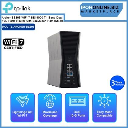 TP-Link Archer BE805 WiFi 7 BE19000 Tri-Band Dual 10G Ports Router