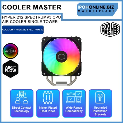 COOLER MASTER HYPER 212 SPECTRUM V3 CPU AIR COOLER SINGLE TOWER COOLER MASTER HYPER 212 SPECTRUM V3 CPU AIR COOLER SINGLE TOWER