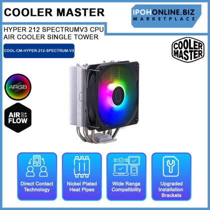 COOLER MASTER HYPER 212 SPECTRUM V3 CPU AIR COOLER SINGLE TOWER COOLER MASTER HYPER 212 SPECTRUM V3 CPU AIR COOLER SINGLE TOWER