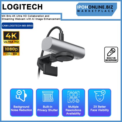 Logitech MX Brio 4K Ultra HD Collaboration and Streaming Webcam with AI Image Enhancement Logitech MX Brio 4K Ultra HD Collaboration and Streaming Webcam with AI Image Enhancement