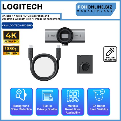 Logitech MX Brio 4K Ultra HD Collaboration and Streaming Webcam with AI Image Enhancement Logitech MX Brio 4K Ultra HD Collaboration and Streaming Webcam with AI Image Enhancement