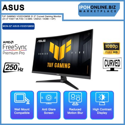 ASUS TUF GAMING VG32VQM5B 31.5" Curved Gaming Monitor (31.5" FAST VA FHD / 0.5MS / 250HZ / HDMI + DP) ASUS TUF GAMING VG32VQM5B 31.5" Curved Gaming Monitor (31.5" FAST VA FHD / 0.5MS / 250HZ / HDMI + DP)