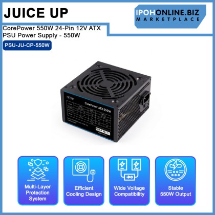 Juice Up CorePower 550W 24-Pin 12V ATX PSU Power Supply - 550W Juice Up CorePower 550W 24-Pin 12V ATX PSU Power Supply - 550W