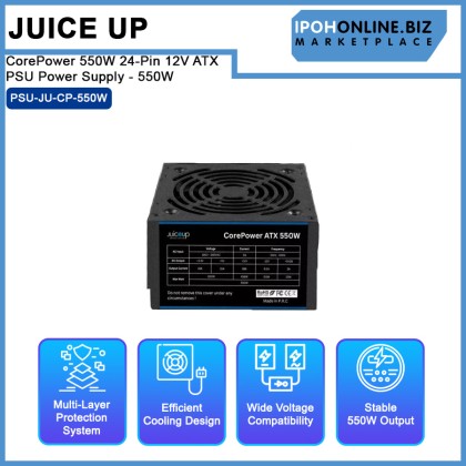 Juice Up CorePower 550W 24-Pin 12V ATX PSU Power Supply - 550W Juice Up CorePower 550W 24-Pin 12V ATX PSU Power Supply - 550W