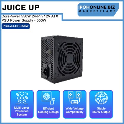 Juice Up CorePower 550W 24-Pin 12V ATX PSU Power Supply - 550W Juice Up CorePower 550W 24-Pin 12V ATX PSU Power Supply - 550W