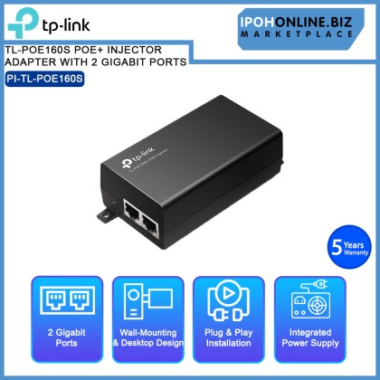 TP-LINK TL-POE160S POE+ INJECTOR ADAPTER WITH 2 GIGABIT PORTS