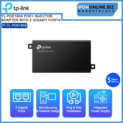 TP-LINK TL-POE160S POE+ INJECTOR ADAPTER WITH 2 GIGABIT PORTS