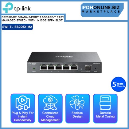 TP-LINK ES206X-M2 OMADA 5-PORT 2.5GBASE-T EASY MANAGED SWITCH WITH 1x10GE SFP+ SLOT TP-LINK ES206X-M2 OMADA 5-PORT 2.5GBASE-T EASY MANAGED SWITCH WITH 1x10GE SFP+ SLOT