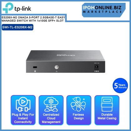 TP-LINK ES206X-M2 OMADA 5-PORT 2.5GBASE-T EASY MANAGED SWITCH WITH 1x10GE SFP+ SLOT TP-LINK ES206X-M2 OMADA 5-PORT 2.5GBASE-T EASY MANAGED SWITCH WITH 1x10GE SFP+ SLOT