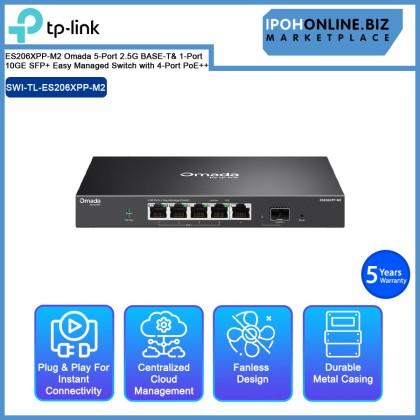 TP-LINK ES206XPP-M2 Omada 5-Port 2.5G BASE-T& 1-Port 10GE SFP+ Easy Managed Switch with 4-Port PoE++ TP-LINK ES206XPP-M2 Omada 5-Port 2.5G BASE-T& 1-Port 10GE SFP+ Easy Managed Switch with 4-Port PoE++
