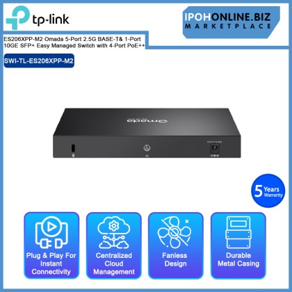 TP-LINK ES206XPP-M2 Omada 5-Port 2.5G BASE-T& 1-Port 10GE SFP+ Easy Managed Switch with 4-Port PoE++ TP-LINK ES206XPP-M2 Omada 5-Port 2.5G BASE-T& 1-Port 10GE SFP+ Easy Managed Switch with 4-Port PoE++