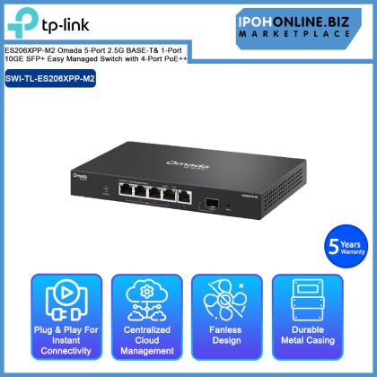 TP-LINK ES206XPP-M2 Omada 5-Port 2.5G BASE-T& 1-Port 10GE SFP+ Easy Managed Switch with 4-Port PoE++ TP-LINK ES206XPP-M2 Omada 5-Port 2.5G BASE-T& 1-Port 10GE SFP+ Easy Managed Switch with 4-Port PoE++