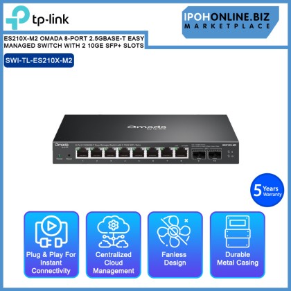 TP-LINK ES210X-M2 OMADA 8-PORT 2.5GBASE-T EASY MANAGED SWITCH WITH 2 10GE SFP+ SLOTS TP-LINK ES210X-M2 OMADA 8-PORT 2.5GBASE-T EASY MANAGED SWITCH WITH 2 10GE SFP+ SLOTS