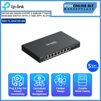 TP-LINK ES210X-M2 OMADA 8-PORT 2.5GBASE-T EASY MANAGED SWITCH WITH 2 10GE SFP+ SLOTS TP-LINK ES210X-M2 OMADA 8-PORT 2.5GBASE-T EASY MANAGED SWITCH WITH 2 10GE SFP+ SLOTS