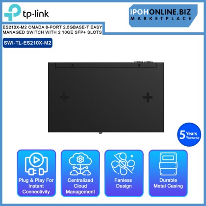 TP-LINK ES210X-M2 OMADA 8-PORT 2.5GBASE-T EASY MANAGED SWITCH WITH 2 10GE SFP+ SLOTS TP-LINK ES210X-M2 OMADA 8-PORT 2.5GBASE-T EASY MANAGED SWITCH WITH 2 10GE SFP+ SLOTS