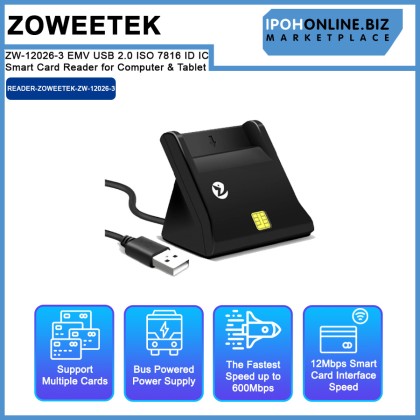 ZOWEETEK ZW-12026-3 EMV USB 2.0 ISO 7816 ID IC Smat Card Reader for Computer & Tablet ZOWEETEK ZW-12026-3 EMV USB 2.0 ISO 7816 ID IC Smat Card Reader for Computer & Tablet