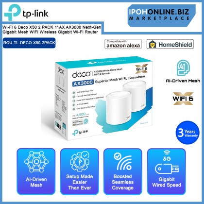 TP-Link Wi-Fi 6 Deco X50 2 PACK 11AX AX3000 Next-Gen Gigabit Mesh WiFi Wireless Gigabit Wi-Fi Router