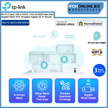 TP-Link Wi-Fi 6 Deco X50 2 PACK 11AX AX3000 Next-Gen Gigabit Mesh WiFi Wireless Gigabit Wi-Fi Router