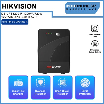 HIKVISION DS-UPS1200-R 1200VA/720W 12V/7Ah UPS Built in AVR - 4 x Universal Sockets HIKVISION DS-UPS1200-R 1200VA/720W 12V/7Ah UPS Built in AVR - 4 x Universal Sockets