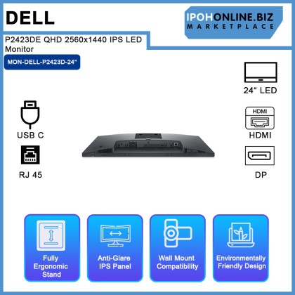 Dell P2423DE 24" Inch USB C QHD 2560x1440 IPS LED Monitor (USB C,DP, HDMI, RJ45) Dell P2423DE 24" Inch USB C QHD 2560x1440 IPS LED Monitor (USB C,DP, HDMI, RJ45)