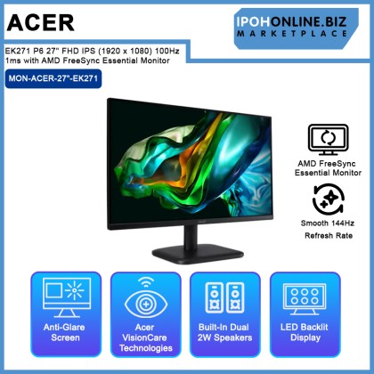 Acer EK271 P6 27" FHD IPS (1920 x 1080) 100Hz 1ms with AMD FreeSync Essential Monitor Acer EK271 P6 27" FHD IPS (1920 x 1080) 100Hz 1ms with AMD FreeSync Essential Monitor
