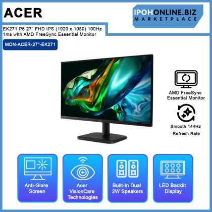 Acer EK271 P6 27" FHD IPS (1920 x 1080) 100Hz 1ms with AMD FreeSync Essential Monitor Acer EK271 P6 27" FHD IPS (1920 x 1080) 100Hz 1ms with AMD FreeSync Essential Monitor