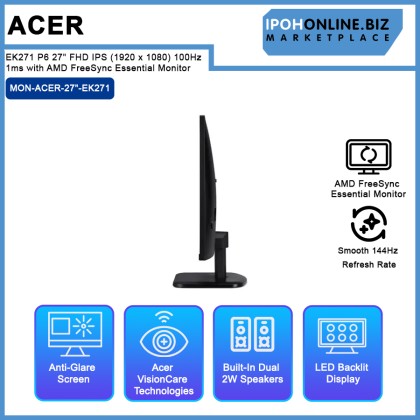 Acer EK271 P6 27" FHD IPS (1920 x 1080) 100Hz 1ms with AMD FreeSync Essential Monitor Acer EK271 P6 27" FHD IPS (1920 x 1080) 100Hz 1ms with AMD FreeSync Essential Monitor