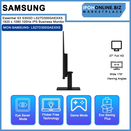 Samsung Essential S3 S30GD LS27D300GAEXXS 27" FHD 1920 x 1080 100Hz IPS Business Monitor Samsung Essential S3 S30GD LS27D300GAEXXS 27" FHD 1920 x 1080 100Hz IPS Business Monitor