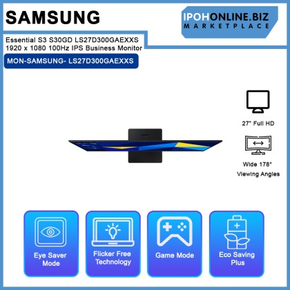 Samsung Essential S3 S30GD LS27D300GAEXXS 27" FHD 1920 x 1080 100Hz IPS Business Monitor Samsung Essential S3 S30GD LS27D300GAEXXS 27" FHD 1920 x 1080 100Hz IPS Business Monitor