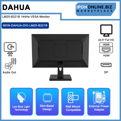 Dahua LM25-B221B 24.5" IPS FHD 144Hz VESA Monitor (DP, HDMI, Audio Out) Dahua LM25-B221B 24.5" IPS FHD 144Hz VESA Monitor (DP, HDMI, Audio Out)