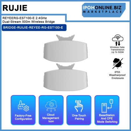 RUJIE REYEERG-EST100-E 2.4GHz Dual-Stream 500m Wireless Bridge RUJIE REYEERG-EST100-E 2.4GHz Dual-Stream 500m Wireless Bridge