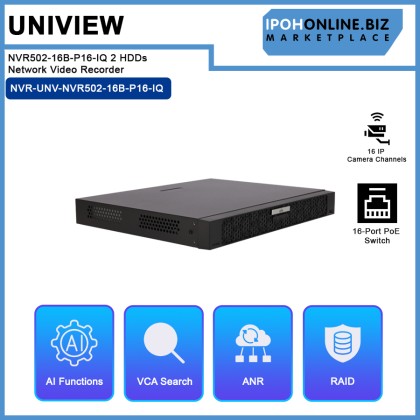 UNV UNIVIEW NVR502-16B-P16-IQ 2 HDDs 16-Ch 16-POE Network Video Recorder UNV UNIVIEW NVR502-16B-P16-IQ 2 HDDs 16-Ch 16-POE Network Video Recorder