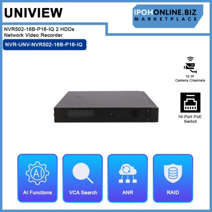 UNV UNIVIEW NVR502-16B-P16-IQ 2 HDDs 16-Ch 16-POE Network Video Recorder UNV UNIVIEW NVR502-16B-P16-IQ 2 HDDs 16-Ch 16-POE Network Video Recorder