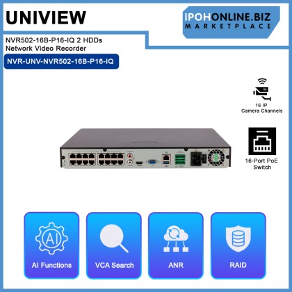 UNV UNIVIEW NVR502-16B-P16-IQ 2 HDDs 16-Ch 16-POE Network Video Recorder UNV UNIVIEW NVR502-16B-P16-IQ 2 HDDs 16-Ch 16-POE Network Video Recorder